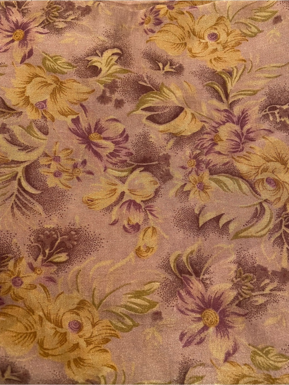 Mauve Yellow Floral Print Fabric 1 Yard Sewing DIY Crafts Fashion Projects New
